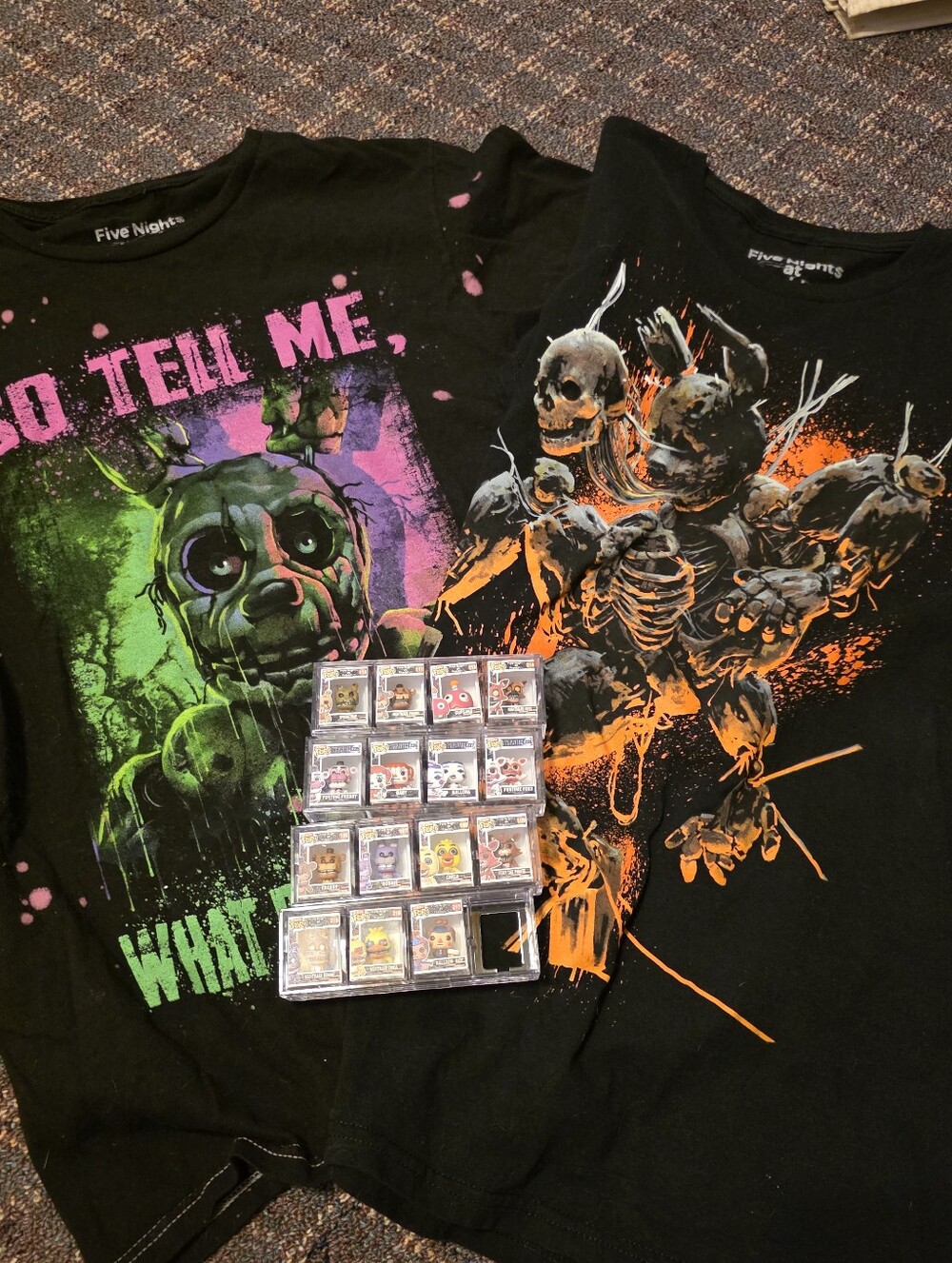 Five Nights at Freddy's Graphic Tee Bundle - Neon Green & Orange Skull Design